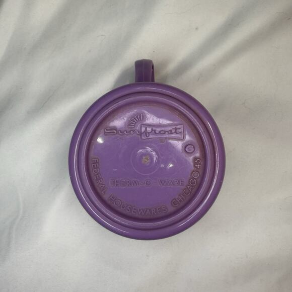Vintage Sunfrost Therm-O-Ware Mug Purple White Federal Housewares Chicago 45 - Picture 4 of 4